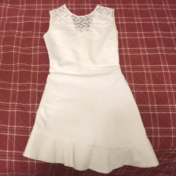 Maje asymmetrical hem dress lace inset in white - Picture 2 of 8